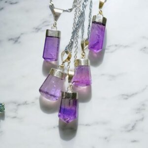 Amethyst Pendant | Third Eye Chakra Stone for Intuition & Calm | Protection Crystal Necklace